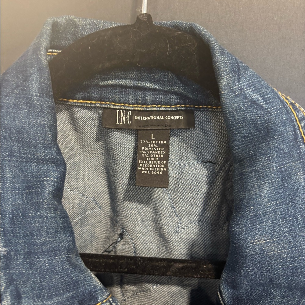INC International Concepts Embroidered Butterfly Denim Jacket - Blue - Picture 7 of 7